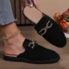 Mules con Borla y Punta Cerrada, Hechos de Piel de Venado, Zapatillas Casuales Planas y Cómodas para Mujer, Mules de Piel Genuina, Zapatos sin Cordones