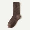 Calcetines Zhuji para mujer, estilo coreano de otoño, de color liso, a rayas, de longitud media, de felpa gruesa, largos y modernos para niña