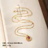 Collar de Rubí con Forma de Corazón Nala Vintage de Lujo Ligero para Mujer, Cadena para Clavícula de Diseño Único, Exquisita y Versátil Cadena para Suéter