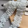 Borda de renda de tule plissado branca de 4,5 cm de largura para roupas de boneca Lolita e decoração DIY