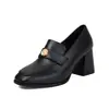 Zapatos de Mujer de Tacón Alto de Punta Cuadrada con Hebilla de Metal de Talla Grande para Comercio Exterior Dropshipping Transfronterizo C24-10