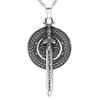 Collar de acero de titanio de Amazon, joyería de acero inoxidable para hombre, colgante vintage con espada y escudo de guerrero vikingo.