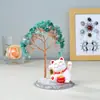 Árbol de la Fortuna de Grava de Citrino Natural al por mayor, Adornos de Gato de la Suerte, Árbol de la Vida de Cristal, Piezas de Ágata, Adornos de Escritorio