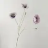 Flor artificial flocada, amapola de un solo tallo, flor artificial, material decorativo para ceremonia de boda y decoración de lugar, decoración suave a juego con el ramo