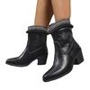Botas de Exportación Transfronteriza Talla Grande para Mujer 2025 Nuevas Botines de Tacón Grueso Tacón Medio Botines Cortos Plisados Tacón Alto Punta Redonda Botas Vaqueras Western