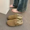 Bestseller de invierno 2026 estilo nuevo Birkenstock cómodos antideslizantes forrados de felpa cálidos zapatos de algodón zapatillas de media caña planas de moda para mujer zapatillas de algodón
