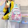 Mochila Macaron Estilo Japonês 2025 Nova Mochila Escolar Color Block para Alunos do Ensino Fundamental, Médio e Superior Mochila de Grande Capacidade para Mulheres