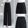 Pantalones de Moda Versátiles a Medida para Mujer de Tiro Alto y Pierna Ancha, Nuevo Estilo Otoño 2026, Rectos Holgados con Cordón, Diseño Simple