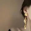Pendientes largos de borla de metal de lujo, ligeros y retro, de nicho, exquisitos, de moda, con temperamento, joyería de oído de alto sentido, al por mayor
