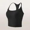 Camiseta deportiva de yoga y fitness de venta cruzada para mujer con copas fijas, absorbente de humedad, transpirable, versátil y con diseño de espalda elegante