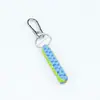 Llavero de Cuerda para Saltar Colorida de 15 cm Anillo Metálico de 3 cm Nudo de Maíz Cuadrado Cuerda Decorativa Tejida a Mano DIY