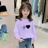 Camiseta Casual de Algodón con Dibujos Animados para Niños, Nuevo Estilo Primavera y Otoño, Versátil Holgada de Manga Larga Versión Coreana para Niñas, Camiseta Básica de Moda