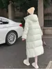 Casaco de plumas, unissex, estilo extra longo até o joelho, espesso para o inverno, novo 2026 estilo coreano, corte solto, casaco de casal, moderno