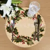 Venda Quente Transfronteiriça Estilo Rústico Jogo Americano Tecido Falso Jogo Americano Natalino Impresso em 2D Jogo Americano Redondo de Bambu e Cânhamo Decoração de Mesa