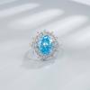 Anillo de zafiro de 10 x 12 mm con diamantes de alto carbono y corte flor de hielo de plata esterlina 925 para mujer de Yien, joyería fina transfronteriza de Amazon