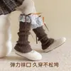 Calcetines cálidos de moda para niñas, con lazo de cinta de encaje, color liso, estilo Lolita, calcetines apilables