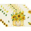 Temujit Dropshipping Manteles Individuales de Lino de Verano Manteles de Mesa Florales de Girasol Mesa de Comedor de Cocina Textiles para el Hogar Manteles para Vajilla