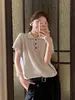 Top de Malha Oco de Manga Curta Estilo Old Money de Verão com Gola Polo para Mulheres Top Pequeno de Seda Gelada com Lapela de Temperamento de Alta Qualidade