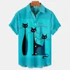 2024 Exportação Verão Novo Estilo Impressão Digital Popular 3D Simples e Fofo Pequeno Animal Camisa Casual Solta Masculina