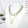 Collar multicapa con letras de diamantes de moda de joyería transfronteriza, colgante sencillo de hip-hop para mujer con 26 letras en inglés