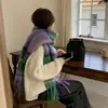 Bufanda de Invierno Estilo Coreano para Mujer 2024 Mohair Engrosada Cálida Moda Versátil Cuadros Borlas Bufanda de Atmósfera