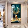 [Personalizado] Pintura Decorativa para Hall de Entrada, Pintura de Parede para Corredor, Pintura em Porcelana de Cristal, Pintura de Veado, Moderna e Simples