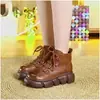 Botas Martin de Piel Suave con Suela Gruesa para Mujer 2026 Nuevo Estilo Invierno Acolchadas con Terciopelo Zapatos de Algodón Engrosados Suela de Plataforma Antideslizantes Botas de Algodón Cálidas