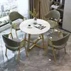 Mesa de jantar de ardósia de luxo leve, pequena mesa redonda nórdica, mesa simples para negociação em escritório de vendas, mesa para apartamento pequeno de uso doméstico, mesa redonda de lazer