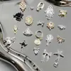 Acessórios Brilhantes de Zircônia para Nail Art em Dourado e Prata, Laço Luxuoso de Alta Qualidade Cravejado de Zircônia com Pingente de Pérola, Decoração de Diamante para Unhas