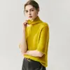 Suéter de cachemira de cuello alto, manga corta, manga tres cuartos, nuevo para otoño e invierno, ajuste holgado, tejido adelgazante, suéter básico