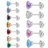 Pendientes F136 Titanio Super Flash 5A Varios Colores Cristal Cuadrado Circonita Hebilla de Mariposa Joyería para Perforación Cuerpo de Aleación de Titanio G23