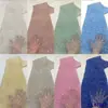 Vestido Europeo y Americano Bordado Lentejuelas Malla Tela Pesada con Perlas Encaje de Lentejuelas Nupcial