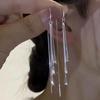 Elegante línea de oreja con borla larga de gota de agua para mujer 2024 nuevos aretes de pin de plata s925 joyería simple para afinar el rostro y las orejas