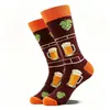 Nuevos Calcetines de Media Pantorrilla de Moda Otoño e Invierno de Amazon con Temática de Cerveza, Calcetines para Hombre de Comercio Exterior, Calcetines de Algodón de Moda Transfronterizos con Forma de Copa de Vino