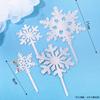 Decoración para tarta navideña con copos de nieve acrílicos blancos y plateados, con diamantes transparentes, ideal para cumpleaños y Navidad.