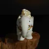 Fruta de Marfim Sintético com Escultura Dourada, Artesanato de Elefante Atrai-Fortuna, Decoração de Carro, Sala de Estar em Casa, Hall de Entrada, Decoração de Mesa