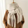 Bufanda de Mohair de Color Sólido para Mujer, Chal Grueso de Invierno, Bufanda Cálida para el Cuello, Versátil para Hombres, Ropa de Abrigo para Otoño e Invierno, Venta al por Mayor Europea y Americana