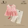 Conjunto de Verano 2026 Estilo Nuevo Niña Melocotón Cuello de Muñeca Sin Mangas Leggings Conjunto de Dos Piezas para Bebé Niños