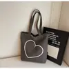 Nuevo Estilo Transfronterizo Primavera Verano 2025 Corazón Simple Moda Bolso de Lona Color Contrastante Versátil Casual para Ir al Trabajo