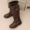 Deseo Suministro de Exportación Hebilla de Cinturón con Puño Botas de Chimenea Botas Casuales de Caña Alta y Tacón Bajo Botas de Motocicleta 40-48 Botas de Talla Grande