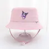 Sombrero de Pescador para Niños Estilo Coreano Lindo Dibujo Animado Kuromi Sombrero de Cubo Color Sólido Versátil Nuevo Sombrero de Sol para Bebé Venta al por Mayor