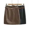 Nueva falda midi color café de otoño para mujer 2026, estilo workwear retro, femenina, elegante, adelgazante y que cubre la cadera, falda línea A