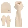 Nuevo Gorro de Punto de Etiqueta Larga de Moda para Mujer en Otoño e Invierno, Gorro de Lana Cálido Versátil, Gorro de Protección para los Oídos a Prueba de Frío para Exteriores Juego de Tres Piezas