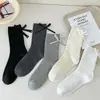Calcetines fruncidos estilo MIU inspirados en el ballet para mujer con lazos, calcetines de media pantorrilla de doble puntada, calcetines blancos JK estilo Lolita japonés