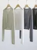 Ropa Hongmi/ Cárdigan fino de punto Tencel con cuello en V y manga larga para mujer, chaqueta de protección solar de verano