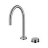 Grifo para Lavabo Dividido de Doble Agujero Kaiping Youjia, Todo Cobre, Acabado Níquel Cepillado, Agua Fría y Caliente, Plata Cepillada 32155