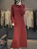 Vestido elegante de mujer de estilo coreano con solapa de ganchillo y hebilla, vestido de punto de lana elegante para ir al trabajo y adelgazar.