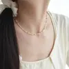 Collar de Dopamina Colorido para Mujer Cadena de Clavícula de Lujo Ligero Nicho Simple de Gama Alta con Perlas y Circonitas