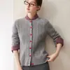 Amor a Primera Vista Botón Suave y Pegajoso con Forma de Corazón Cárdigan de Punto de Cachemira Nuevo Abrigo Suéter de Cuello Redondo Engrosado para Mujer