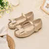 Sapatos Mary Jane Multicor com Strass para Meninas, para Vestidos de Florista e Apresentações, Sapatilhas Fofas Estilo Laço para Meninas